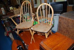 Two chairs including carver and kitchen stick back chair.