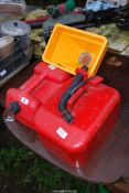 Two fuel cans plus a plastic tun dish.