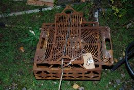 A fire pit with spit roaster attachment.