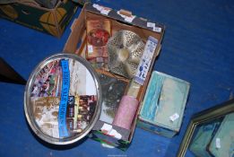 A quantity of old tins, cake stand, picture etc.