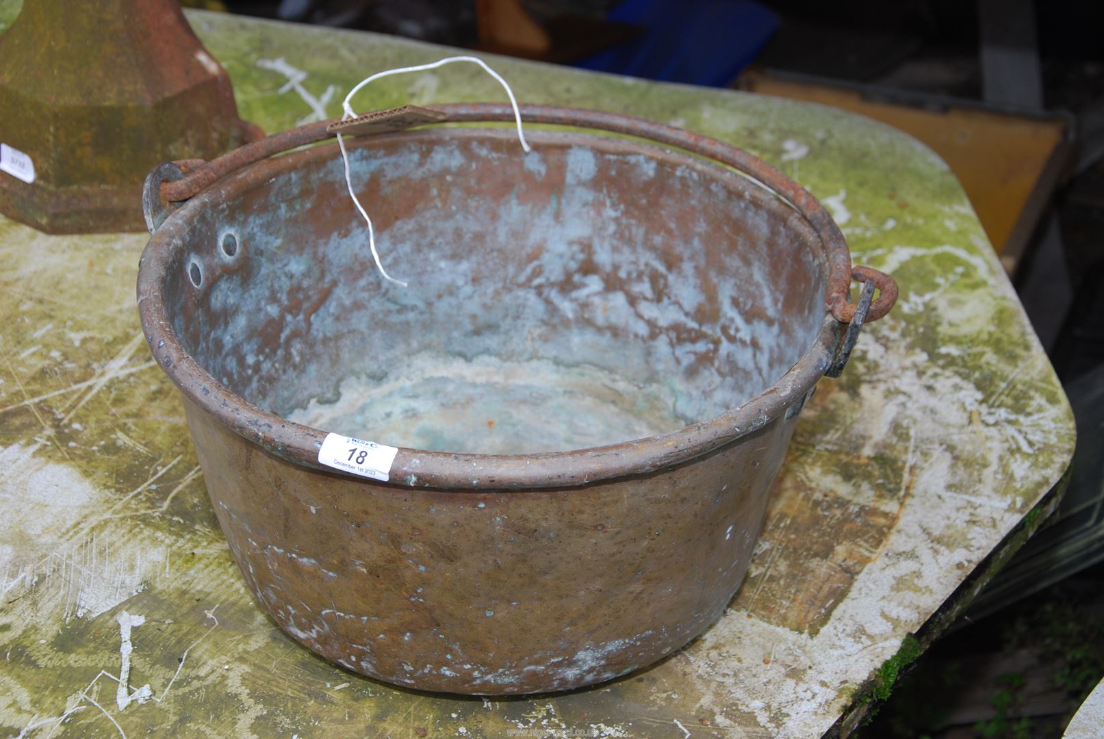 A large copper jam pan.