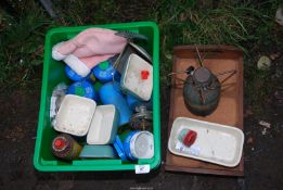 Camping equipment with cylinders.