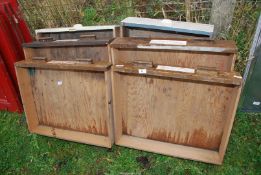 Six wooden drawers.