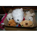 A box of cuddly toys.