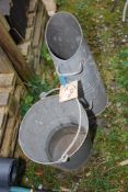 A galvanised bucket and coal scuttle.