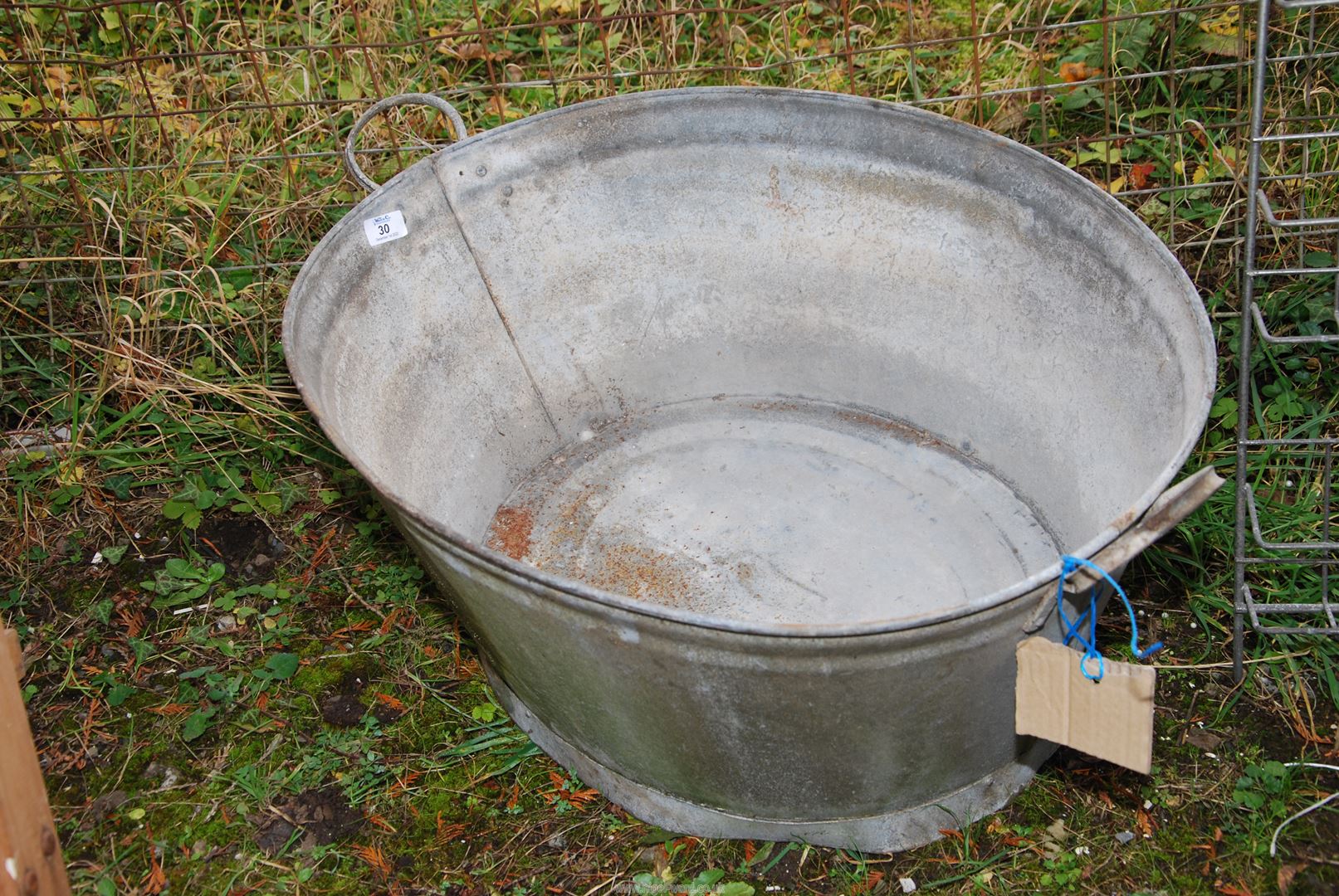 A galvanised bath.