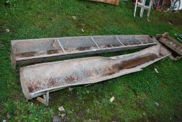 Two galvanised sheep troughs, (one being a/f).