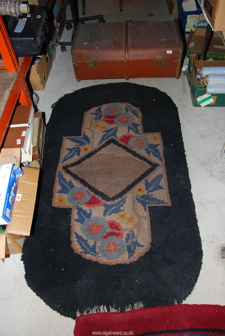 Two rugs hand knot - 67" x 3' and 59" x 28", and a trunk. - Image 2 of 2