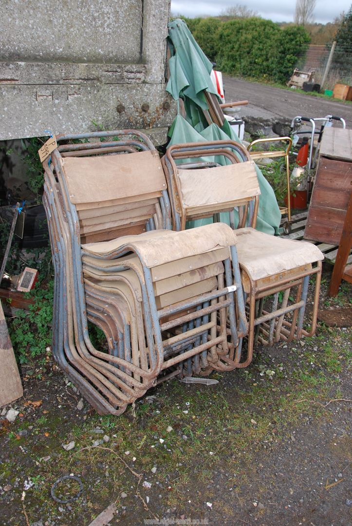Fourteen vintage stacking chairs. - Image 2 of 2
