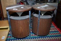 A pair of round speakers.