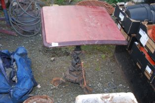 A pub table with cast base.