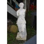 A garden figure in the form of a robed lady, 49 1/2'' high.