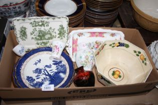 A quantity of china to include; Masons 'Fruit Basket' tray, Aynsley vase, etc.