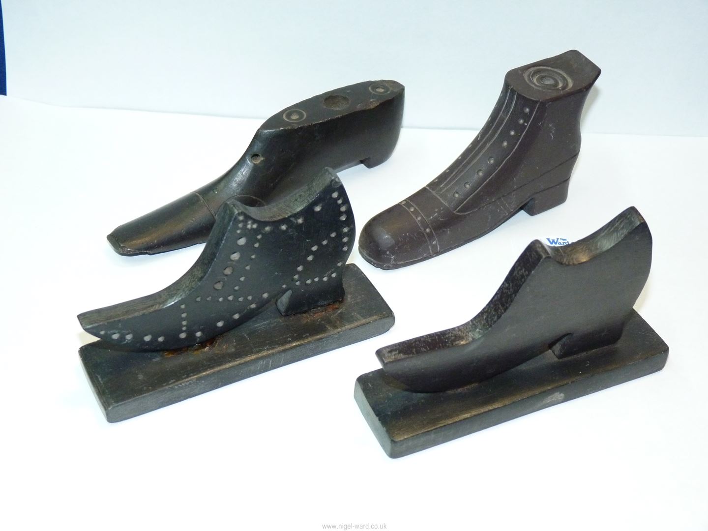 Four carved Welsh slate model Shoes, largest 5", comprising of a pair of mantle ornaments, - Image 2 of 2