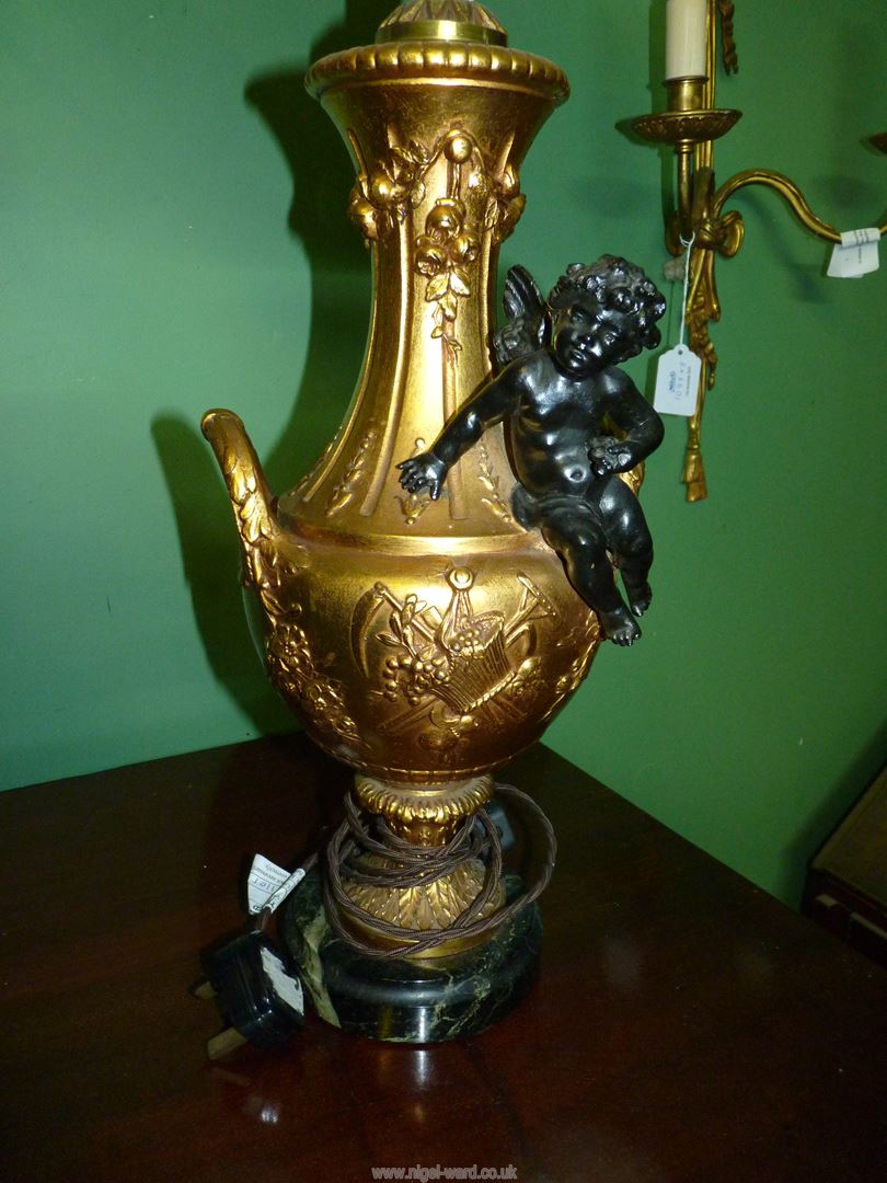 A decorative French gilt metal table lamp, - Image 3 of 3