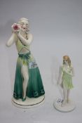 Two figures; one Coalport from the Birthstone Collection 'August Peridot' and a continental dancer.