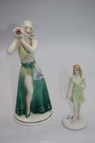 Two figures; one Coalport from the Birthstone Collection 'August Peridot' and a continental dancer.