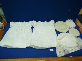 Two christening/baby Dresses and a small quantity of Maltese lace doilies.