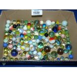 A box of mixed Marbles.