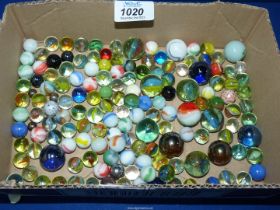 A box of mixed Marbles.