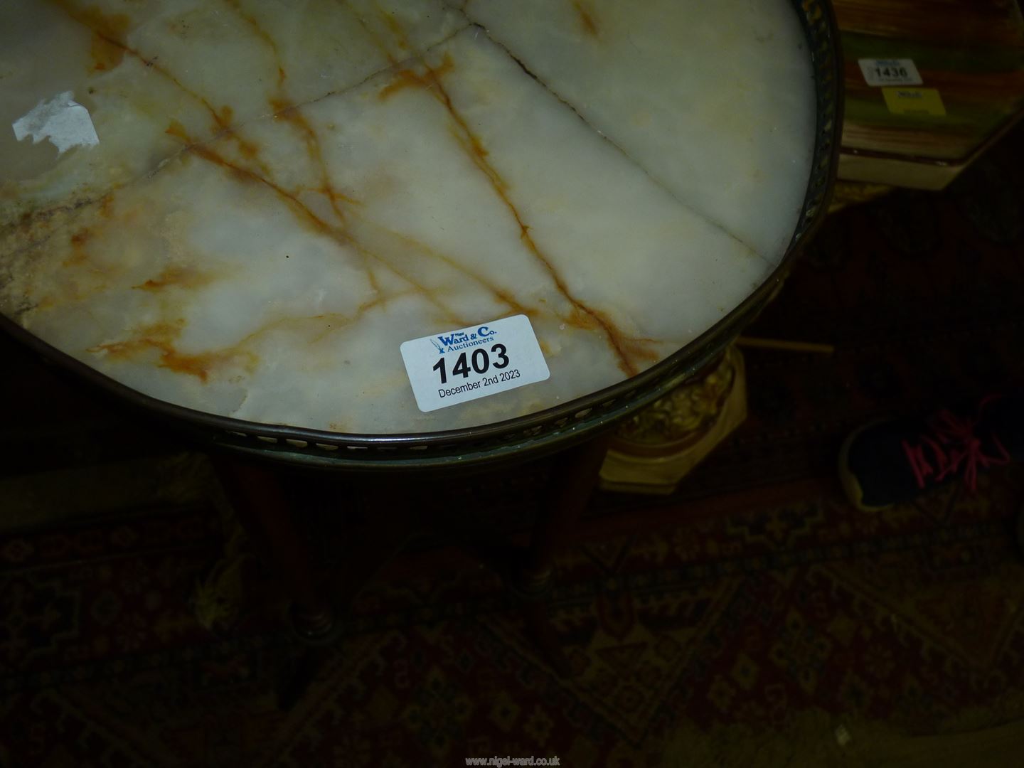 A 19th century Empire style Marble topped stand (marble cracked). - Image 2 of 2