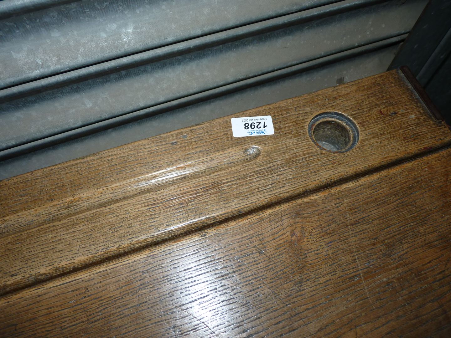 A child's vintage school desk and chair, both ex Hereford Cathedral Preparatory School, - Image 3 of 3