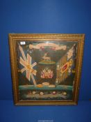 A Victorian Royal Warwickshire embroidery, 25" x 27 1/2" including frame.