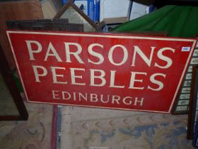 A heavy metal Sign - 'Parsons Peebles Edinburgh', 38" x 20".