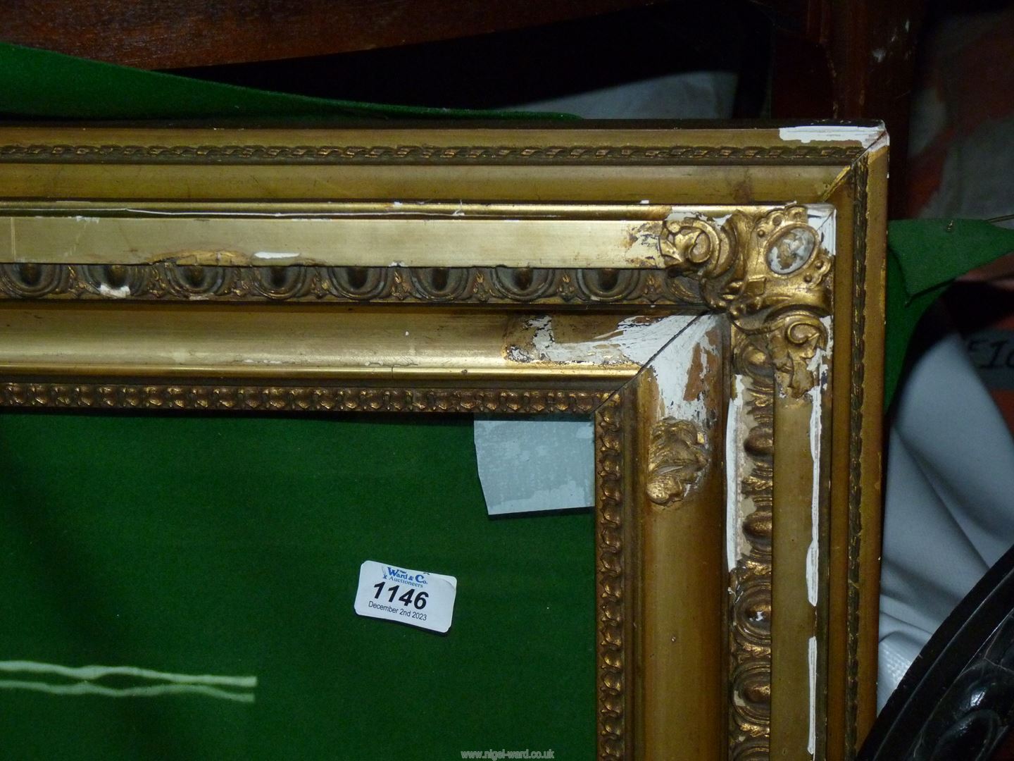 A large period gilt frame with glass, some restoration needed, - Image 2 of 2