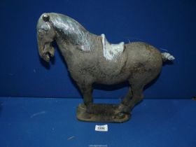 A Tang Dynasty style figure of a horse, 14 1/2" tall, a/f.
