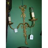 Three very good quality, period style gilt metal two branch wall lights, 23" tall.