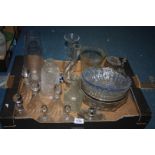 A quantity of glass to include stirrup glasses and fruit bowls, paperweight, etc.