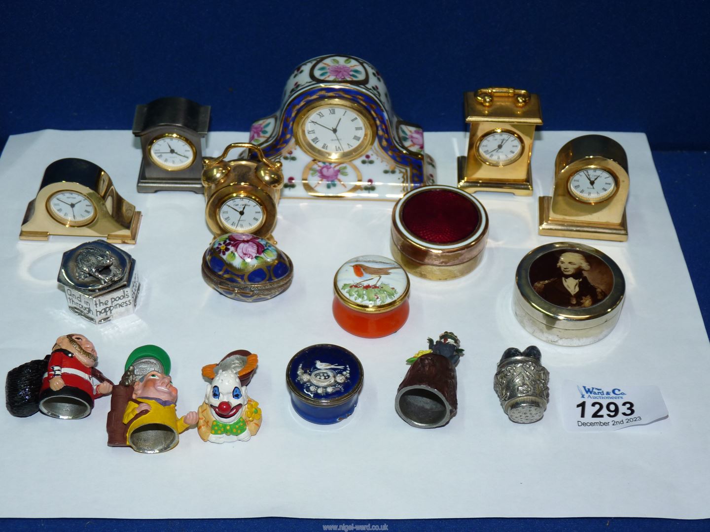 Five pill/snuff boxes including one by Limoges with portrait of Nelson, - Image 2 of 2
