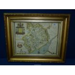 ****A framed Print of Saxton Map of Monmouthshire, 19" x 13".