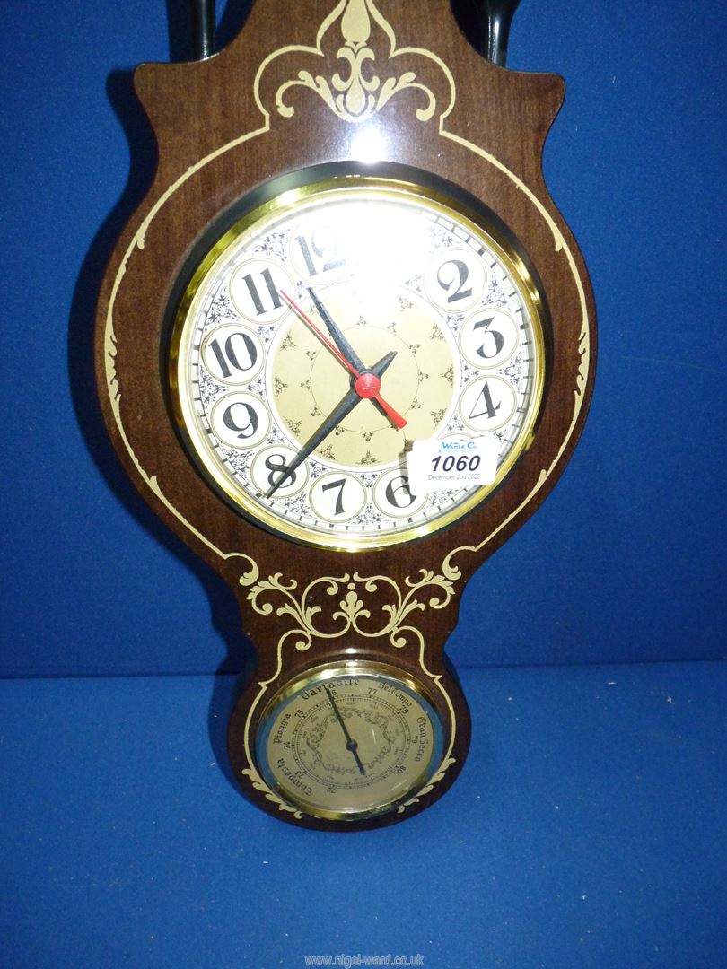 A banjo Barometer/thermometer, hygrometer and clock. - Image 2 of 3