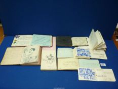 A quantity of autograph albums, mainly early 1900's with inscriptions and watercolour illustrations,