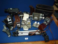 A quantity of Cine cameras and equipment including a Bell & Howell Autoset II with case,