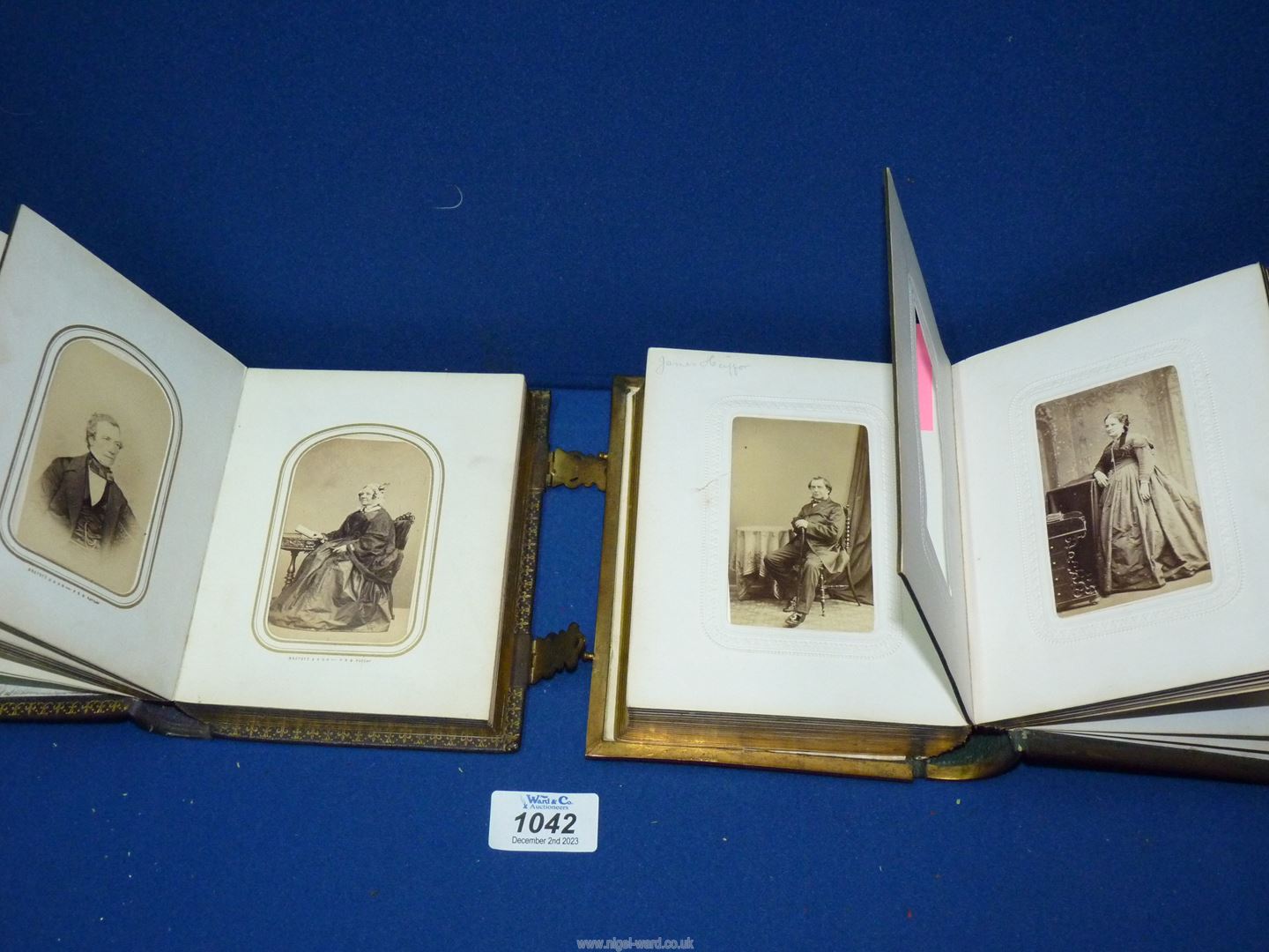 Two Victorian embossed leather and gilt metal mounted photograph albums, - Image 3 of 3