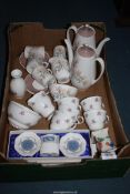 A quantity of part tea and coffee sets including Royal Adderley, Royal Stafford,