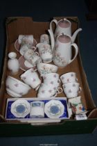 A quantity of part tea and coffee sets including Royal Adderley, Royal Stafford,