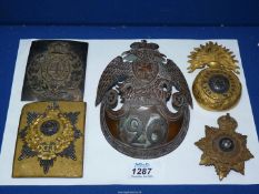 A 26th Infantry Regiment Russian Army helmet plate with the double eagle with a shield in relief