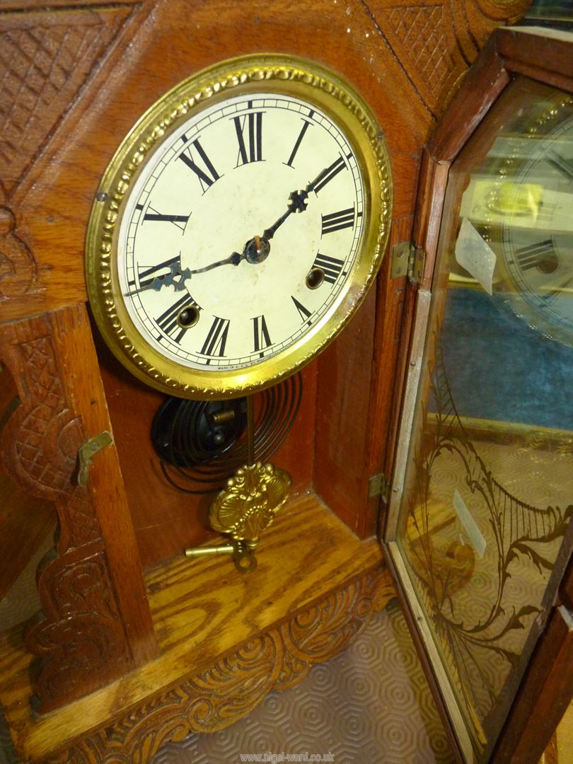 An antique American 'Gingerbread' chiming Wall Clock by Waterbury Clock Co - mechanism requires - Image 2 of 2