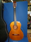 An Admira Classical solid top guitar and case.
