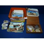 A quantity of Postcards and cigarette cards to include; Crete, Greek Islands, Barcelona, etc.