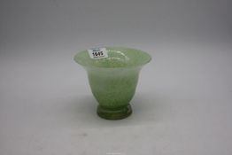 A mottled green glass Vase having flared rim with pontil, 4 1/4" tall.