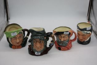Four Royal Doulton Toby character jugs to include; Falstaff, Rip Van Winkle, etc.
