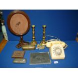 A quantity of miscellanea including a vintage telephone (working),