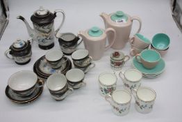 Part coffee sets to include Aynsley coffee cans, Poole Pottery and a Japanese set, etc.