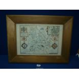 ***A framed Print of John Speed Map of Brecknock, 20" x 15".