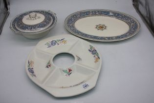 A Poole Pottery hors d'oeuvre dish, plus a Myott meat plate and vegetable tureen.